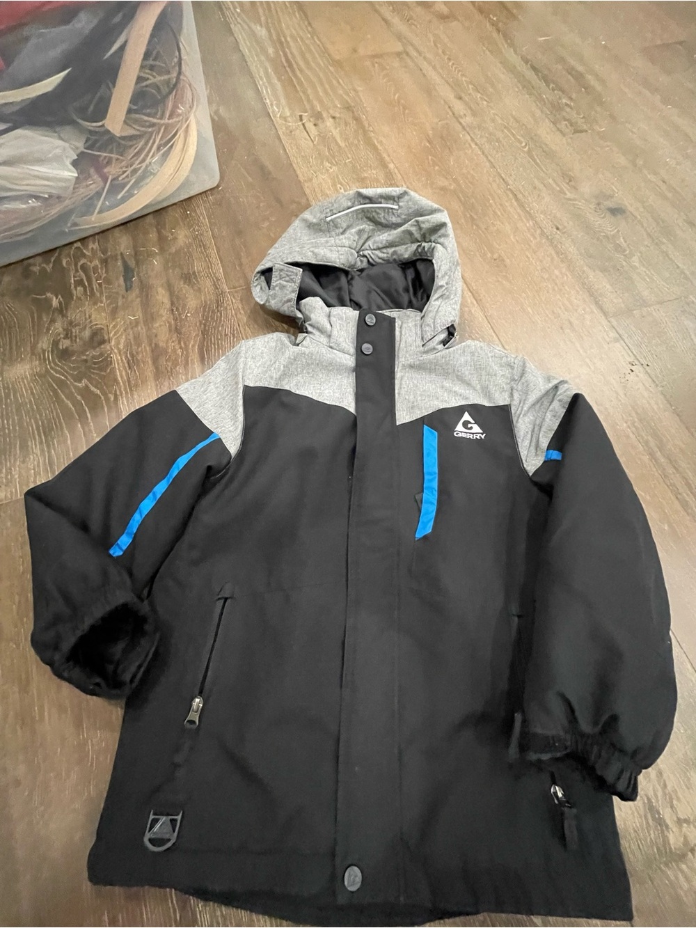 Gerry Weber Kids Black, Gray & Blue Hooded Puffer Jacket
